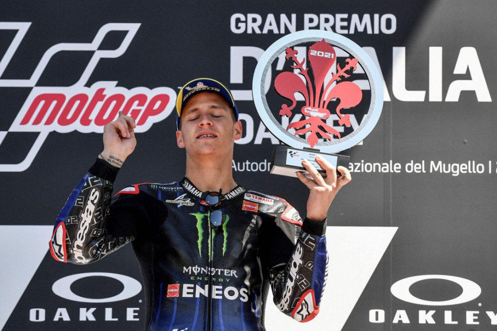 Pebalap Monster Energy Yamaha Fabio Quartararo berhasil menjuarai MotoGP Italia 2021 yang berlangsung di Sirkuit Mugello, Minggu, 30 Mei 2021.