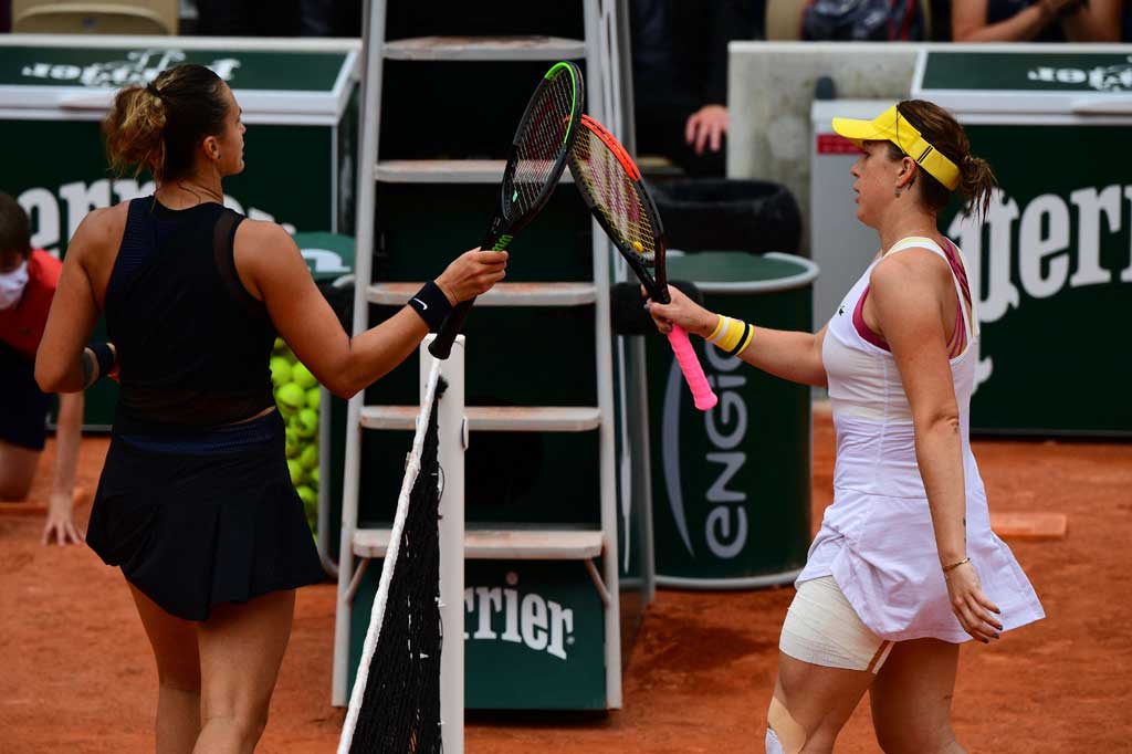 Sabalenka kalah 4-6 6-2 0-6 dari petenis Rusia unggulan ke-31 Anastasia Pavlyuchenkova, Jumat, 4 Juni 2021.