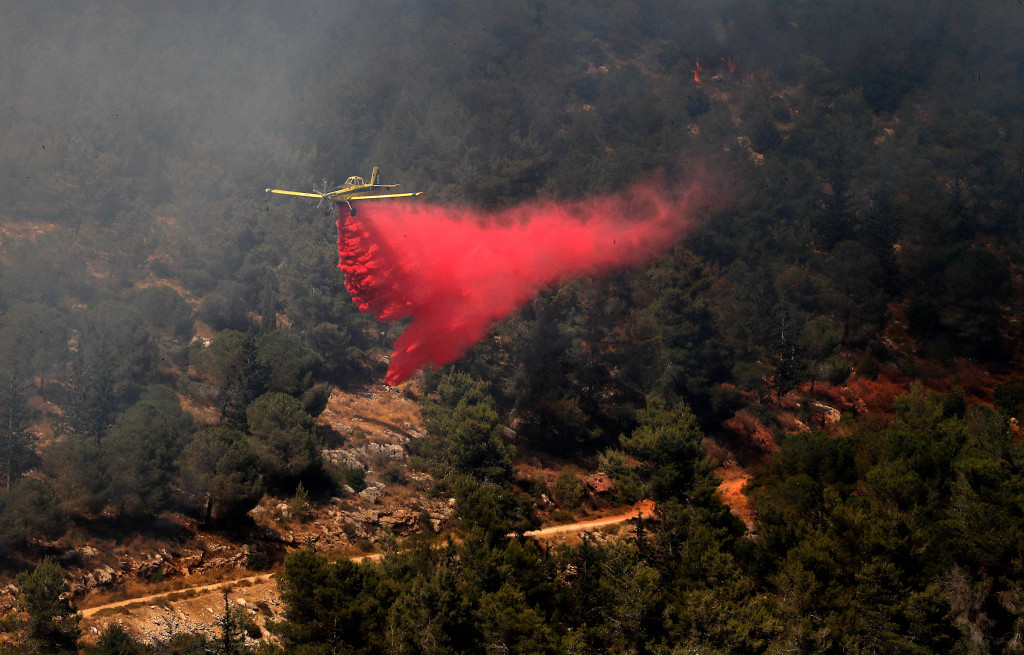 Kebakaran hutan besar terjadi di perbukitan dekat Yerusalem pada Rabu, 9 Januari 2021, waktu setempat. 