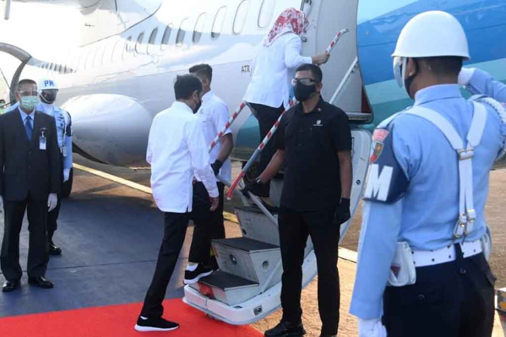 Dengan menggunakan Pesawat Khusus ATR 72-600, Presiden dan rombongan lepas landas dari Pangkalan TNI AU Halim Perdanakusuma, Jakarta, Jumat, sekitar pukul 07.00 WIB.