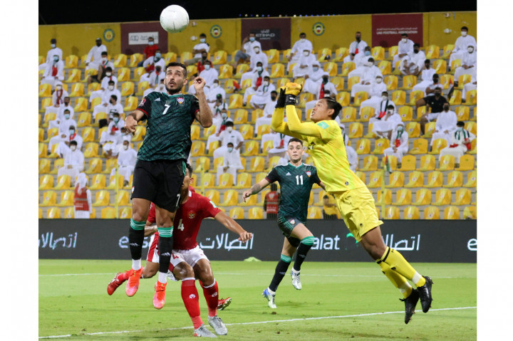 Ali Mabkhout yang berstatus sebagai mesin gol UEA sukses membobol gawang Indonesia sebanyak dua kali, yakni pada menit ke-22 dan ke-49 (tendangan penalti). 