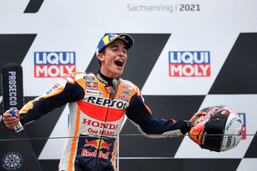 Kemenangan Marc Marquez di MotoGP Jerman 2021 sekaligus menjadi yang ke-11 yang diraihnya di Sirkuit Sachsenring dalam tiga kelas berbeda. The Baby Alien belum pernah kalah di sana sejak tahun 2010.