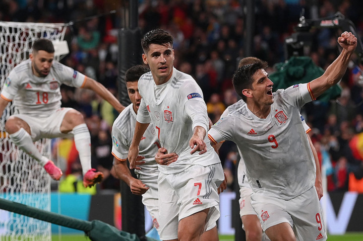 Spanyol kemudian bisa menyamakan kedudukan di menit ke-80 melalui Alvaro Morata.