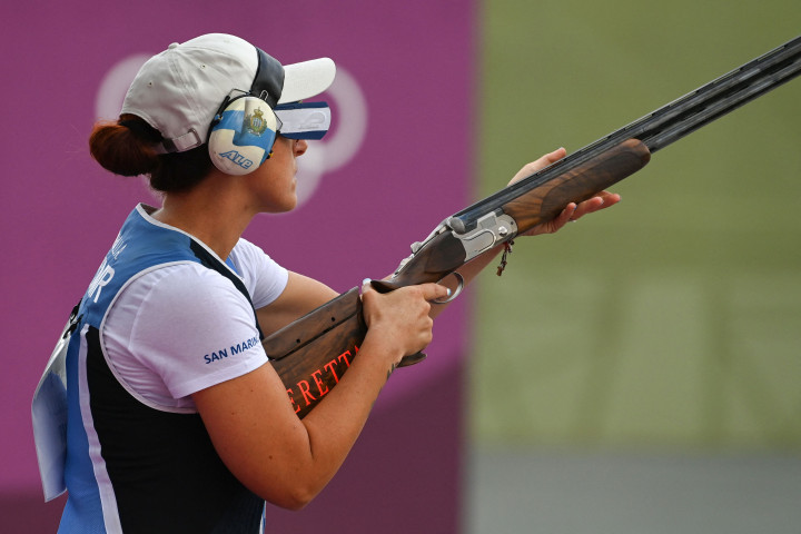 Alessandra Perilli memastikan medali perunggu dalam cabang menembak nomor trap putri, Kamis, 29 Juli 2021, sehingga menjadi orang pertama yang memperoleh medali Olimpiade di negara berpenduduk 34.000 orang itu.