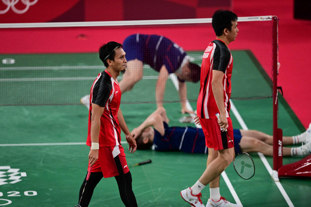 Ganda putra Indonesia Mohammad Ahsan/Hendra Setiawan gagal merebut medali perunggu cabor badminton Olimpiade Tokyo 2020.