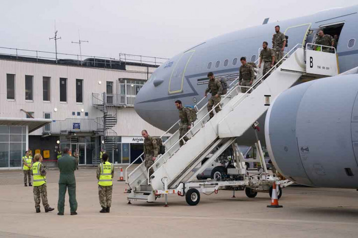 Pesawat Inggris terakhir yang membawa pasukan militer telah mendarat di RAF Brize Norton, London, Minggu, 29 Agustus 2021.