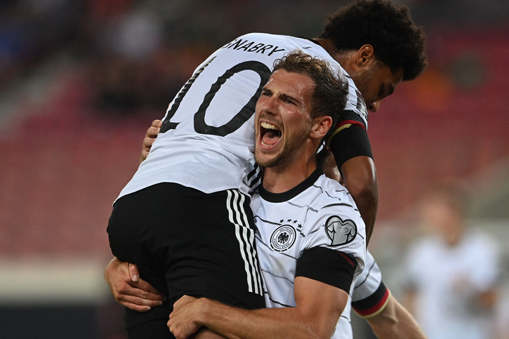 Serge Gnabry menyumbang dua gol Jerman, diikuti masing-masing satu gol dari Marco Reus, Timo Werner, dan Jonas Hofmann serta Karim Adeyemi.