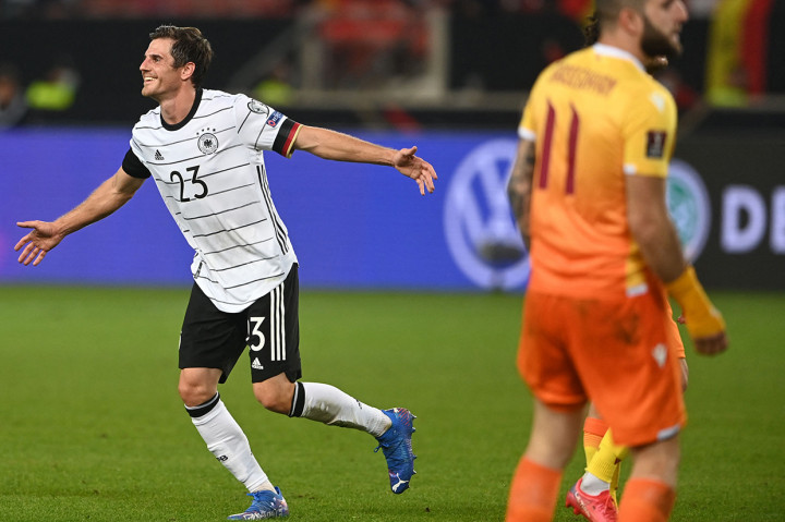Jonas Hofmann melakukan selebrasi usai mencetak gol ke gawang Armenia dalam lanjutan Kualifikasi Piala Dunia 2022.