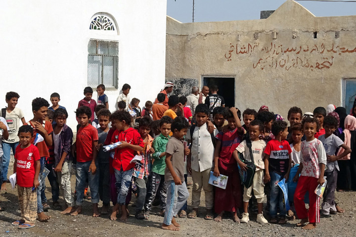Menurut PBB, sebelum adanya virus covid-19 menyerang, sekitar dua juta anak di Yaman tidak bersekolah.