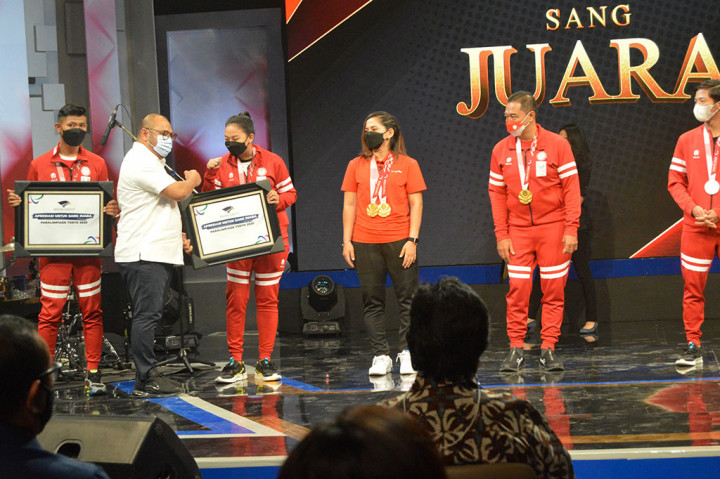 Media Group memberikan apresiasi kepada para atlet peraih medali Paralimpiade Tokyo 2020 di Grand Studio Metro TV, Kedoya, Jakarta Barat, Selasa, 21 September 2021.