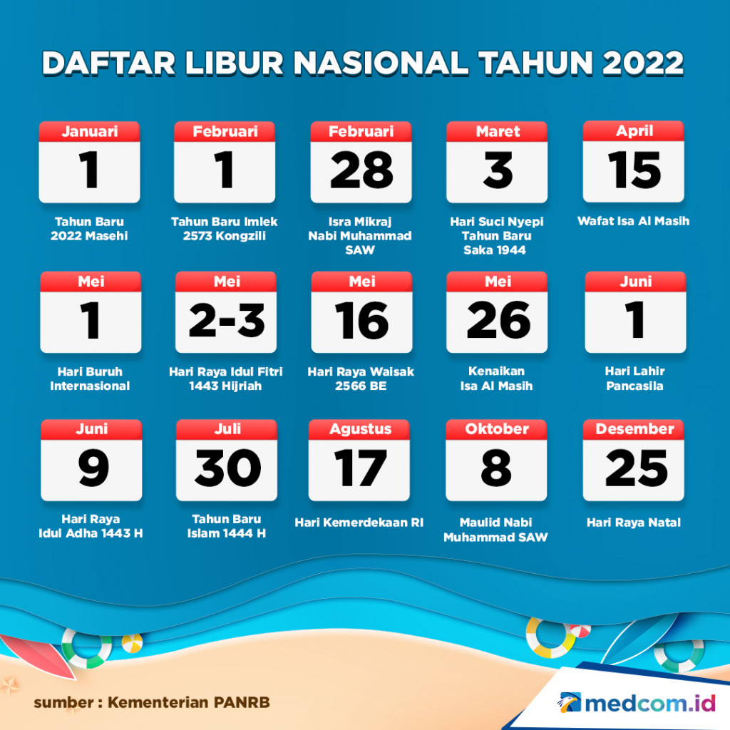Catat! Ini Daftar Libur Nasional Tahun 2022