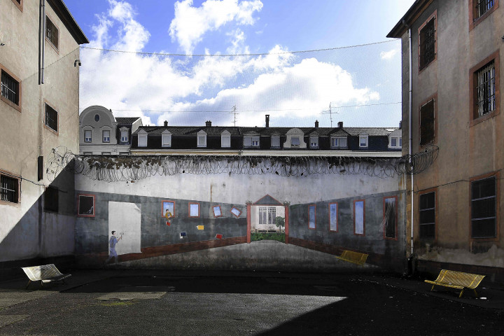 Halaman promenade di penjara Mulhouse, Prancis Timur, 22 Oktober 2021.