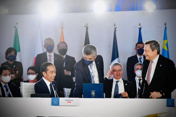 Dalam intervensinya, Presiden Jokowi mengapresiasi Italia yang telah berhasil memegang presidensi G20 tahun 2021.