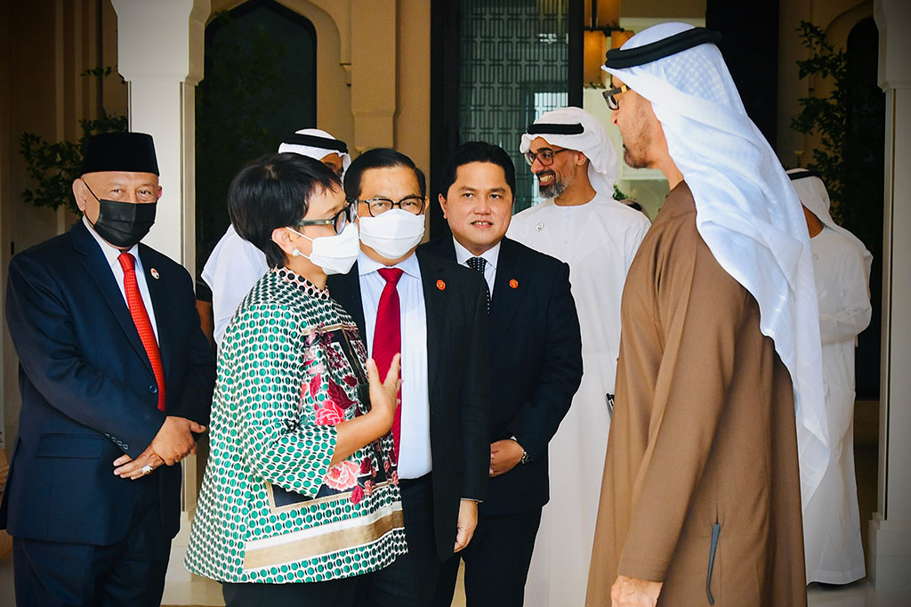 Di hadapan Pangeran MBZ, Presiden Jokowi menjelaskan bahwa presidensi G20 Indonesia tahun 2022 akan mengusung tema Recover Together, Recover Stronger. Selama presidensi, Indonesia juga akan memberikan perhatian terhadap sejumlah isu yaitu digitalisasi dan transisi energi untuk memastikan ketersediaan teknologi bersih yang terjangkau bagi semua, keuangan inklusif khususnya bagi UMKM, perempuan, dan kelompok marginal, serta investasi untuk ekonomi hijau dan berkelanjutan.