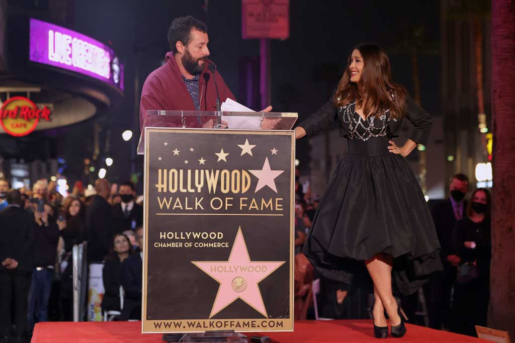 Hayek dan aktor Adam Sandler muncul bersama dalam komedi 2010 Grown Ups dan sekuel 2013 Grown Ups 2. Sementara sutradra pemenang Oscar Chloe Zhao mengarahkan Hayek Pinault dalam film Marvel yang baru-baru ini dirilis Eternals.