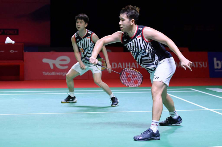 Ganda putra nomor satu dunia Marcus Fernaldi Gideon/Kevin Sanjaya Sukamuljo melaju ke final turnamen bulutangkis Indonesia Masters 2021.