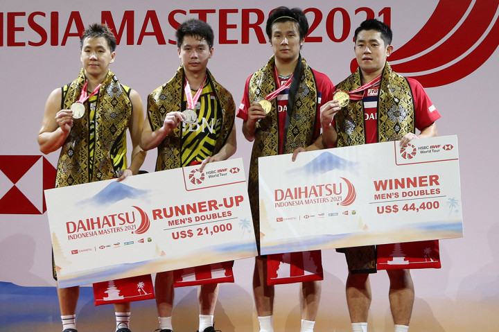 Marcus Fernaldi Gideon/Kevin Sanjaya Sukamuljo, harus puas menjadi runner up Indonesia Masters 2021 setelah kalah dari wakil Jepang non-unggulan, Takuro Hoki/Yugo Kobayashi, pada final Indonesia Masters 2021, yang dihelat di Bali International Convention Center.