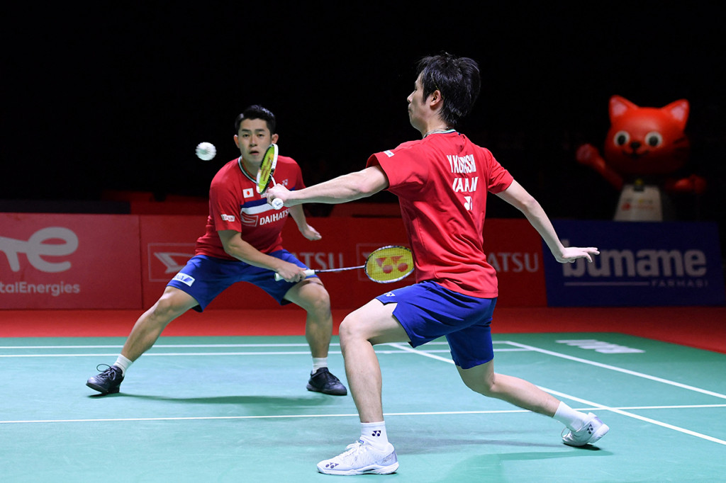 Kevin/Marcus sempat merebut gim kedua tapi pada akhirnya kalah dalam duel tiga gim 11-21, 21-17, 19-21.