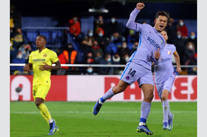 Eksekusi penalti Philippe Coutinho di masa injury time memastikan kemenangan Los Cules 3-1.