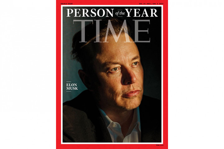 Majalah Time, Senin, 13 Desember 2021 waktu setempat menobatkan CEO Tesla dan SpaceX Elon Musk sebagai Person of the Year 2021.