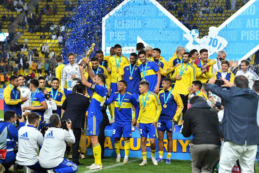 Boca Juniors berhasil mengalahkan Barcelona dalam pertandingan persahabatan untuk menghormati legenda Argentina, Diego Maradona di Stadion Mrsool Park, Riyadh, Arab Saudi, Rabu, 15 Desember 2021 dini hari WIB. 