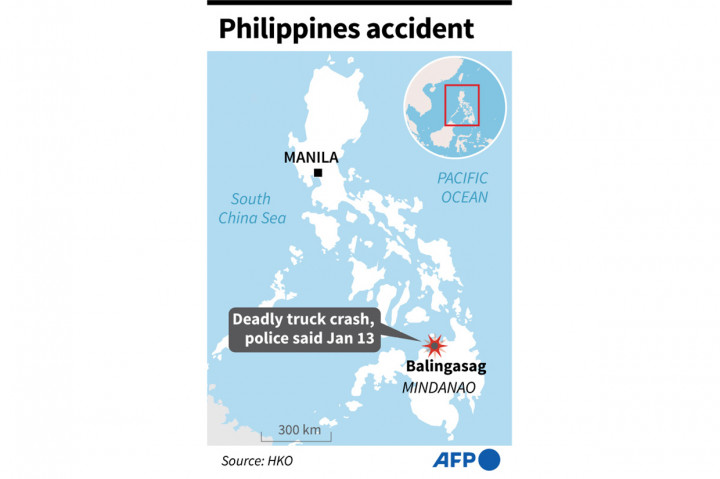 Polisi Filipina mengatakan kendaraan tersebut sedang melakukan perjalanan ke sebuah resor tepi laut di pulau Mindanao untuk pesta Natal yang tertunda pada Rabu, 12 Januari 2022. Pengemudi truk diduga kehilangan kendali setelah rem blong di bagian jalan yang menurun.