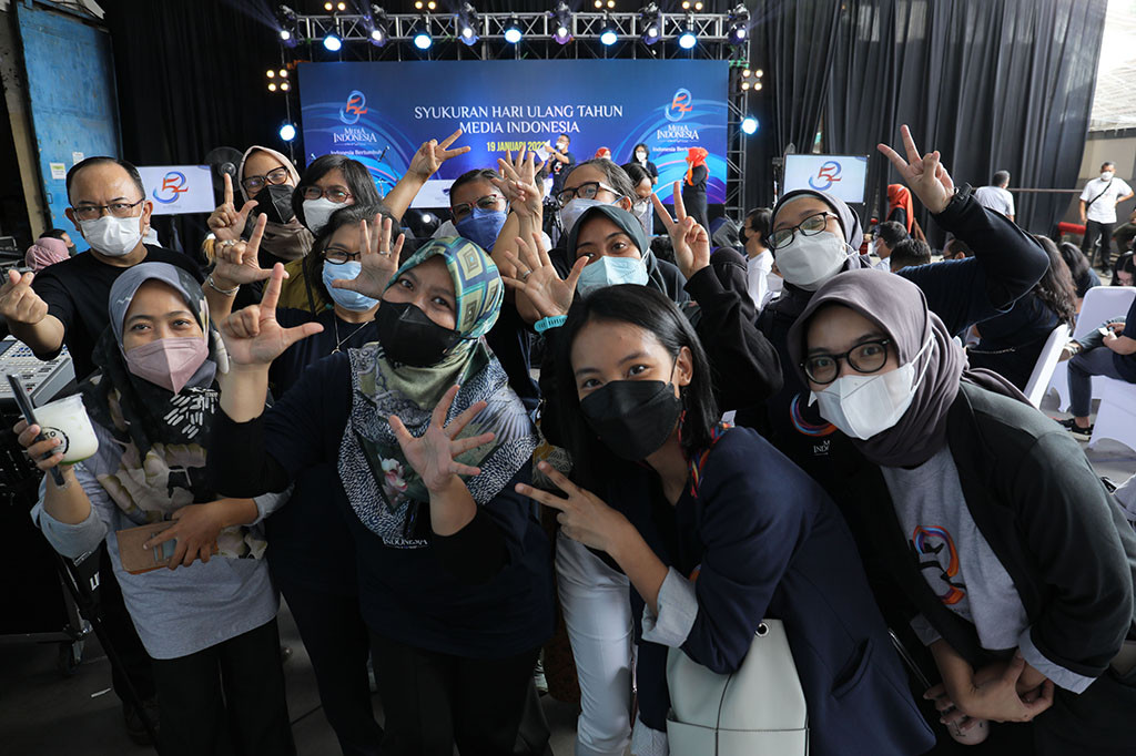 Suasana acara Syukuran HUT ke-52 Media Indonesia di Kantor Media Indonesia, Jakarta, Rabu, 19 Januari 2022.
