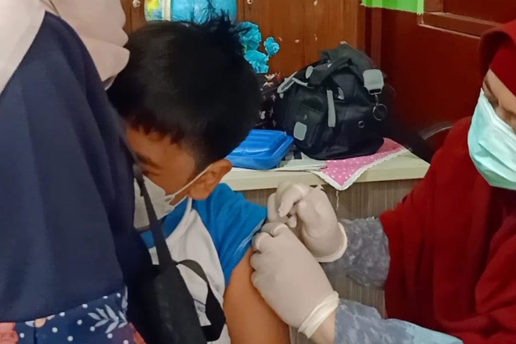 Kegiatan vaksinasi covid-19 bagi anak usia 6-11 tahun tahap kedua di SDN Beji 5, Depok, Jawa Barat, telah selesai dilaksanakan. 