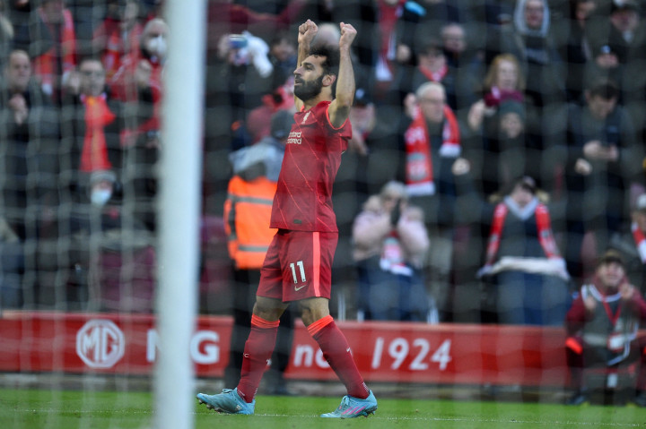 Salah menandai gol ke-150 sejak ia berseragam Liverpool saat ia menjebol gawang Norwich City dalam lanjutan Liga Inggris di Anfield, Sabtu, 19 Februari 2022, malam, di mana tuan rumah berhasil menang 3-1.