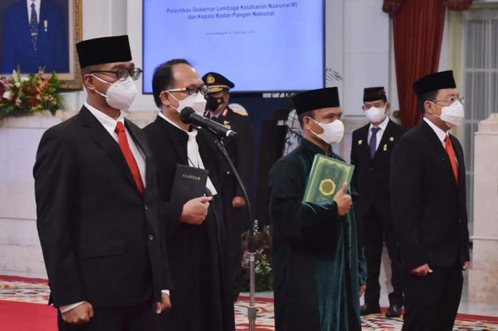 Prosesi pelantikan dilakukan di Istana Negara, Jakarta, Senin, 21 Februari 2022.
