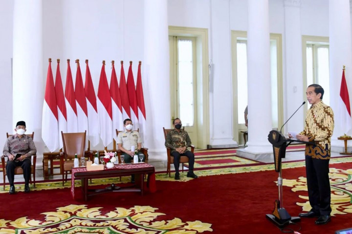 Presiden Joko Widodo membuka Rapat Koordinasi Nasional (Rakornas) Penanggulangan Bencana Tahun 2022, secara virtual dari Istana Kepresidenan Bogor, Jawa Barat, Rabu, 23 Februari 2022.