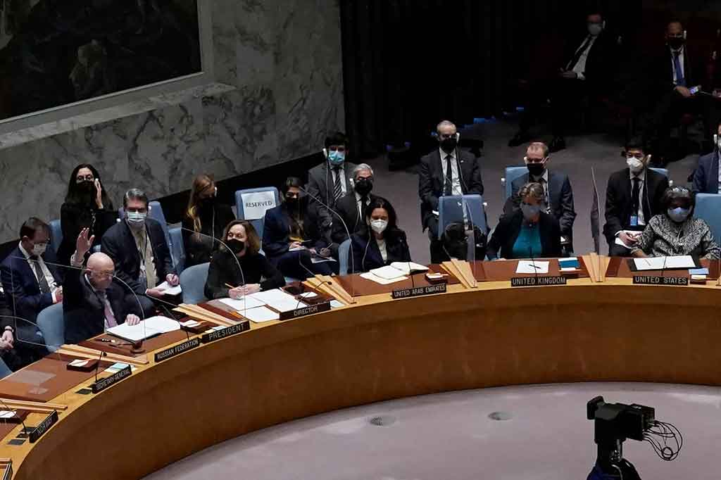 Rusia, Jumat, 25 Februari 2022 waktu setempat, memveto resolusi Dewan Keamanan PBB yang dimaksud untuk menyesalkan invasi negara itu terhadap Ukraina dan menuntut penarikan segera pasukannya.