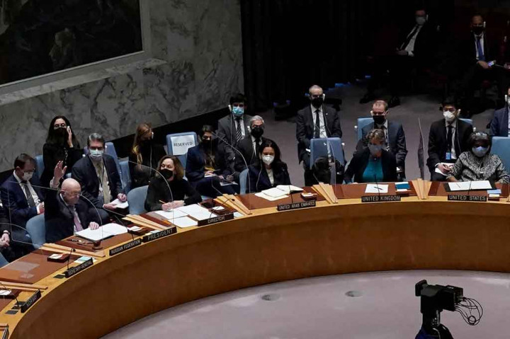 Rusia, Jumat, 25 Februari 2022 waktu setempat, memveto resolusi Dewan Keamanan PBB yang dimaksud untuk menyesalkan invasi negara itu terhadap Ukraina dan menuntut penarikan segera pasukannya.