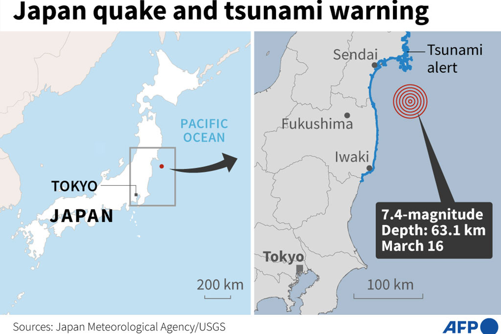 Badan Meteorologi Jepang menyatakan, gempa terjadi pada kedalaman 60 kilometer (37 mil) pada pukul 23.36 dan didahului beberapa menit sebelumnya oleh guncangan bermagnitudo 6,1 di daerah yang sama.
