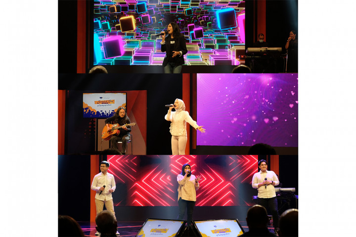Penampilan hiburan dari sejumlah karyawan Media Group Network dalam acara Journalist Day 2022, Kamis, 17 Maret 2022.
