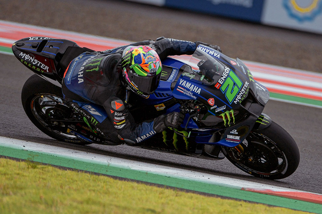 Time attack Franco Morbidelli sempat membawa Yamaha ke puncak dengan catatan 1:33,881 di lima menit terakhir,akhirnya harus puas di peringkat empat setelah tak mampu memperbaiki lapnya.