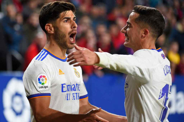 Marco Asensio merestorasi keunggulan tim tamu di akhir babak pertama memanfaatkan bola muntah tendangan Dani Ceballos yang berhasil ditepis  Herrera. Skor 2-1 untuk Madrid bertahan hingga jeda.