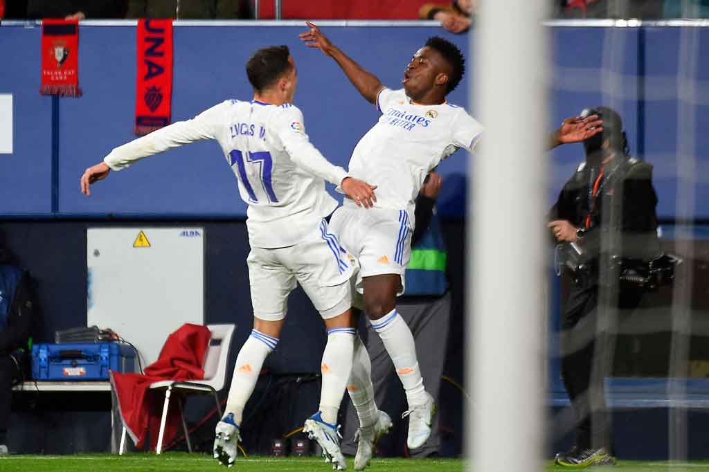 Namun Madrid kemudian memastikan kemenangan besar mereka lewat Lucas Vazquez menuntaskan serangan balik yang dipimpin pemain pengganti Vinicius Jr untuk mencetak gol ketiga bagi timnya pada menit keenam injury time.