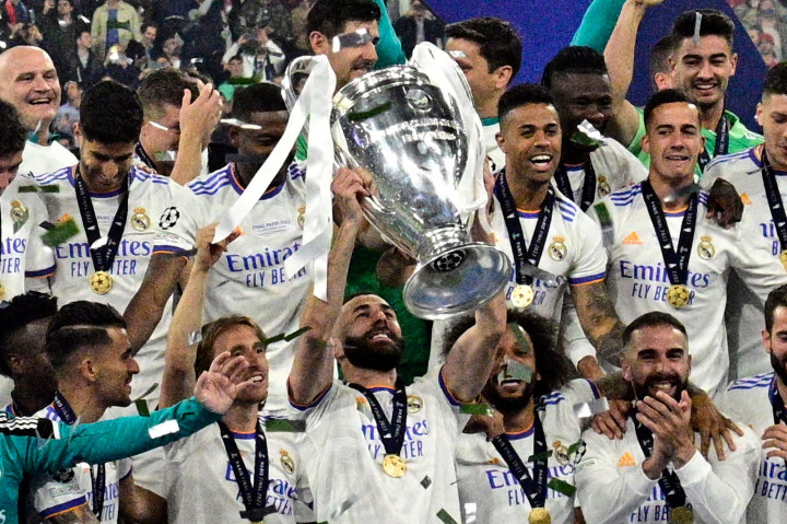Real Madrid berhasil menjadi juara Liga Champions 2022 usai menumbangkan Liverpool 1-0 laga final di Stade de France, Paris, Minggu, 29 Mei 2022, dini hari WIB.