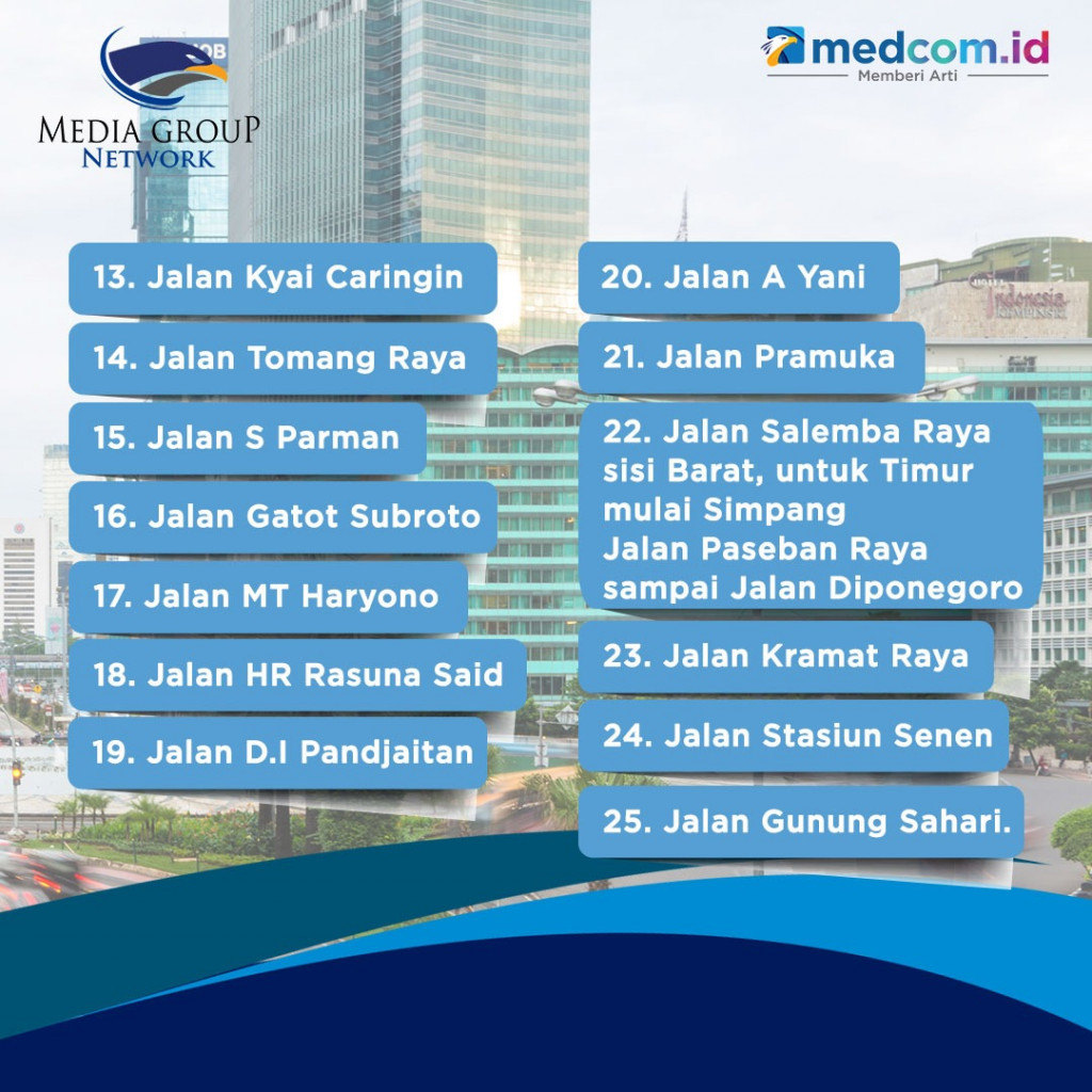 Ganjil Genap di 25 Ruas Jalan Jakarta Diterapkan Mulai 6 Juni