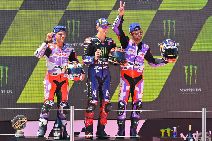Fabio Quartararo menjadi yang tercepat di Barcelona mengungguli duo Pramac Racing Jorge Martin dan Johann Zarco yang berurutan finis kedua serta ketiga pada balapan MotoGP Catalunya.