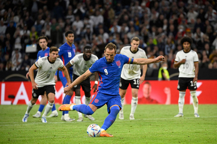 Kapten Inggris Harry Kane mencetak gol internasional ke-50 untuk memaksa hasil imbang 1-1 melawan Jerman pada laga UEFA Nations League di Munich, Rabu, 8 Juni 2022 dini hari WIB.