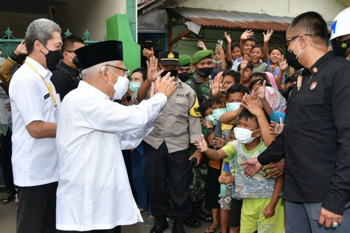 Wapres Ma'ruf Amin menyambangi Kampung Batik Cibuluh, Kec. Bogor Utara, Kota Bogor, Rabu, 8 Juni 2022.