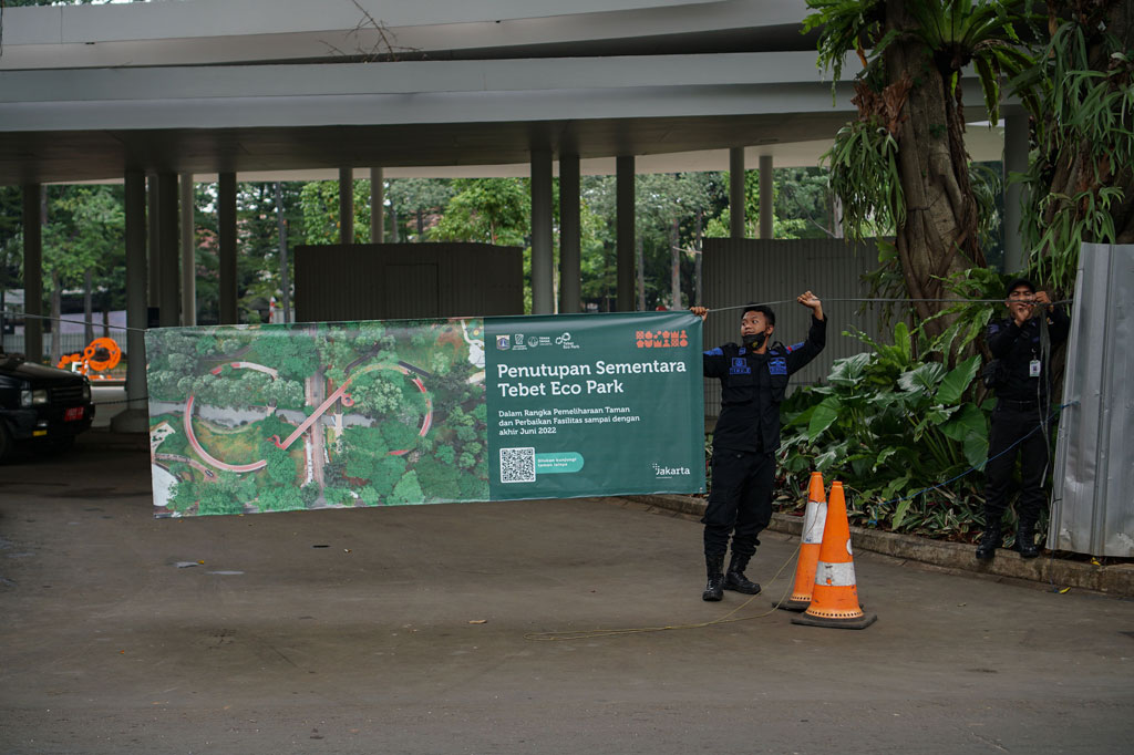 Pemprov DKI Jakarta melakukan penutupan sementara Tebet Eco Park hingga akhir Juni 2022, setelah dibuka selama sekitar dua bulan terakhir.