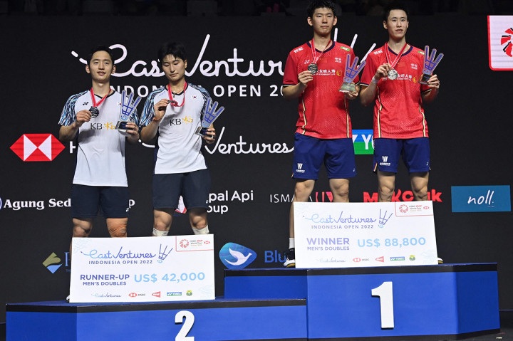 Liu Yuchen/Ou Xuanyi menang dua gim langsung atas Choi Sol Gyu/Kim Won Ho. 