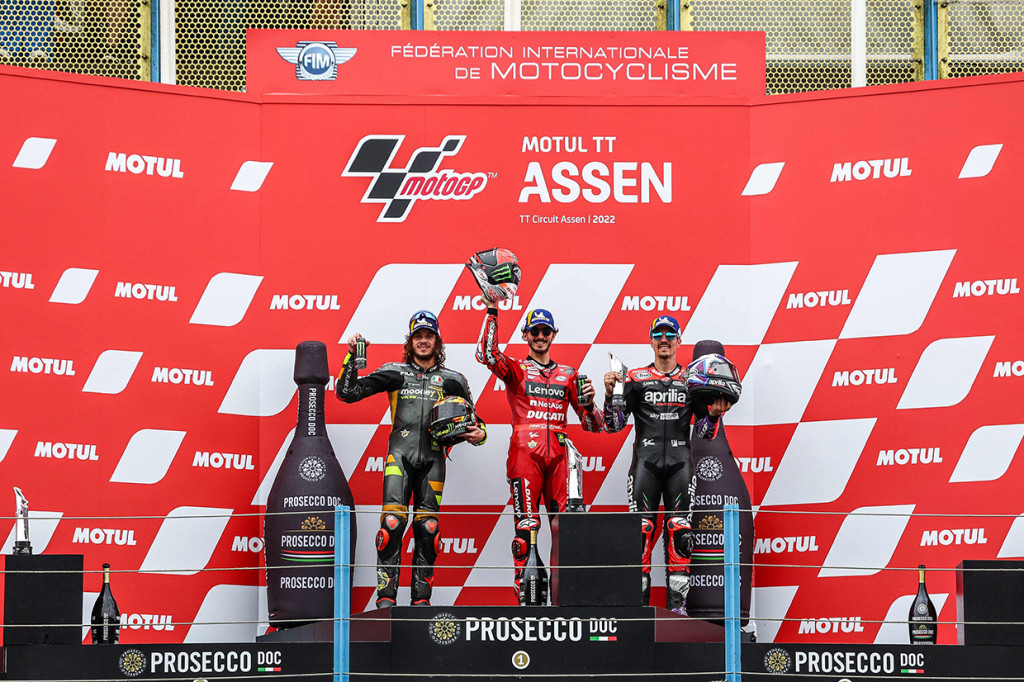 Bagnaia menjadi pembalap Ducati pertama yang menjuarai Assen sejak Casey Stoner pada 2008. Dia mengungguli rider Mooney VR46 Racing Team Marco Bezzecchi (+0,444 detik) yang merebut podium pertama pada musim debutnya di MotoGP. 
