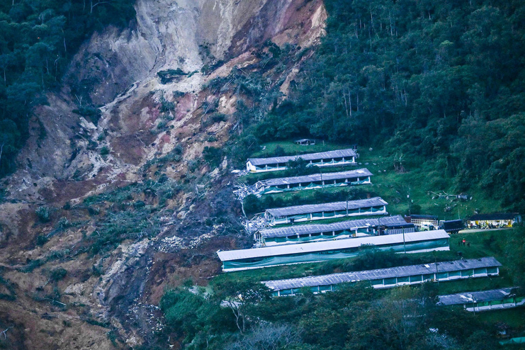 Pemandangan tanah longsor di dekat Kota San Antonio del Prado, Departemen Antioquia, Medellin, Kolombia, pada Rabu, 13 Juli 2022 waktu setempat.