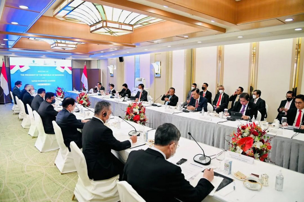 Sebagai negara demokrasi terbesar keempat di dunia, Jokowi menuturkan bahwa check and balances dalam sistem pemerintahan Indonesia berjalan dengan baik. Politik domestik Indonesia juga sudah sangat stabil, pertumbuhan ekonomi Indonesia juga cukup baik pascapandemi. Sehingga itu yang ia beberkan ke para CEO Jepang.