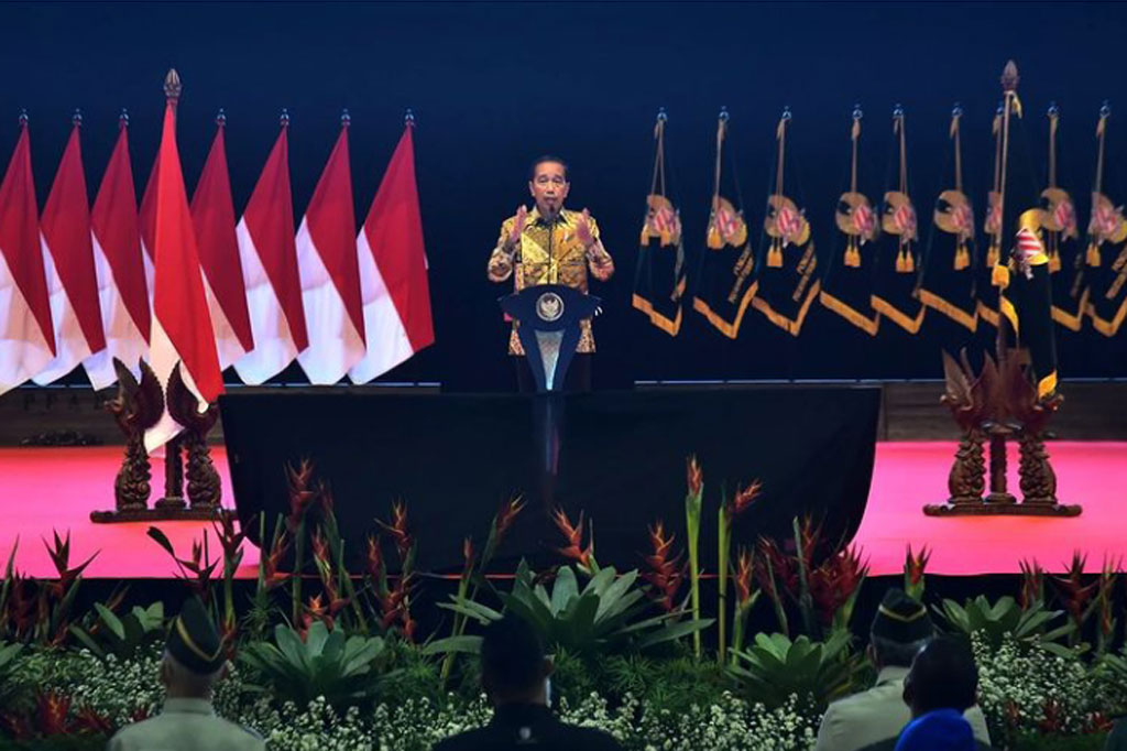 Dalam sambutannya Presiden Jokowi menyampaikan ucapan terima kasih atas pengabdian para purnawirawan selama masa aktif maupun setelah purnatugas.