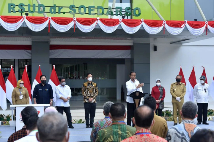 Dalam sambutannya, Jokowi mengaku sudah mengecek sejumlah fasilitas di RS dr Soedarso. Menurut Jokowi, faskes di RS tersebut sudah mumpuni.